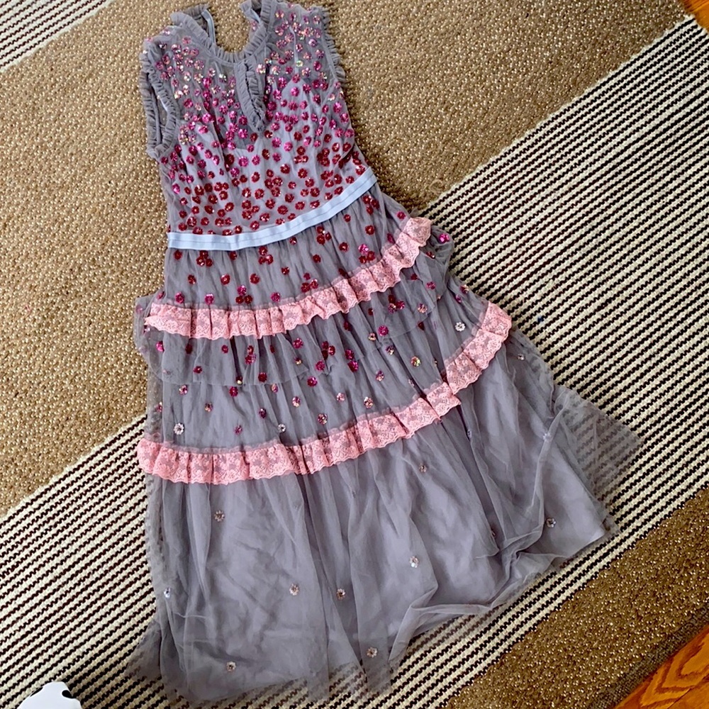 Sequin tulle midi dress